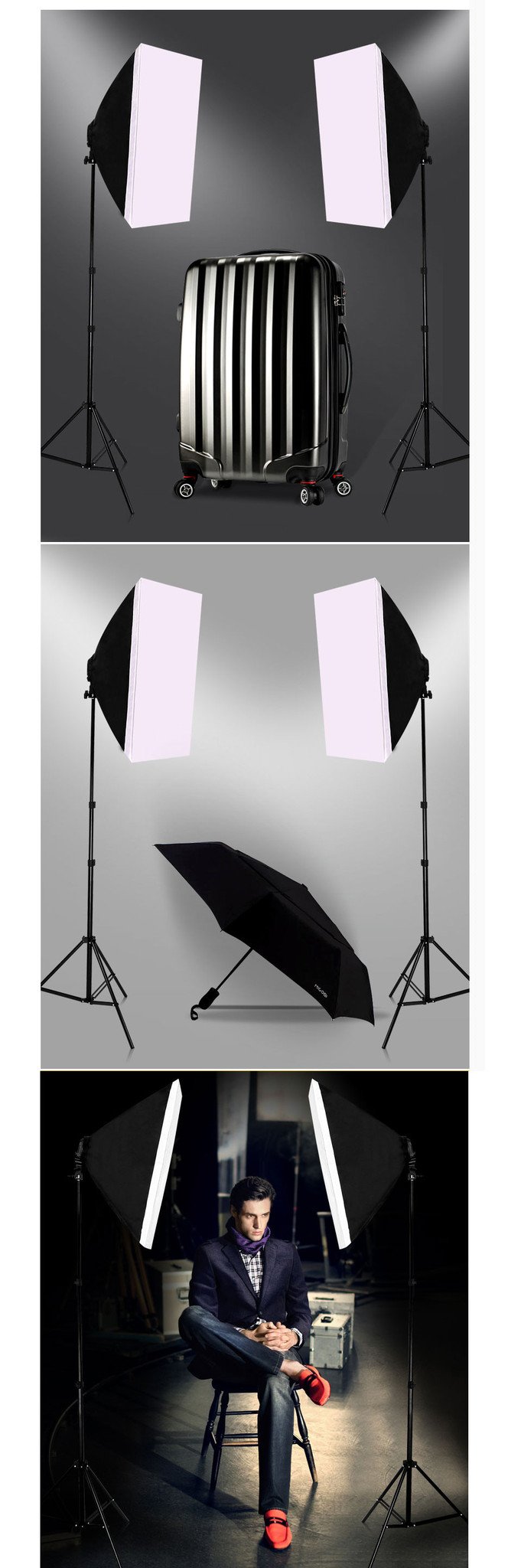 100-240V Photo Studio Photography Continuous Light Softbox Kit