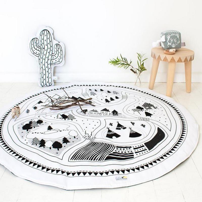Round Racing Games Carpet Play Rug Kids Room Decoration