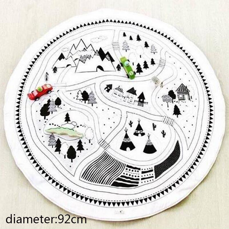 Round Racing Games Carpet Play Rug Kids Room Decoration