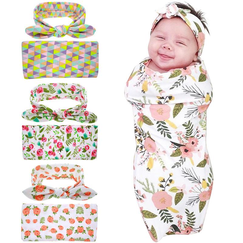 Newborn Swaddle Blanket and Headband Set