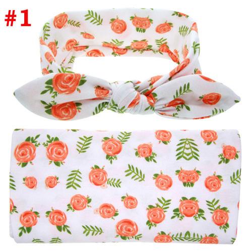 Newborn Swaddle Blanket and Headband Set