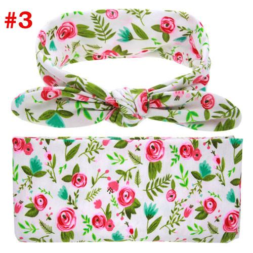 Newborn Swaddle Blanket and Headband Set