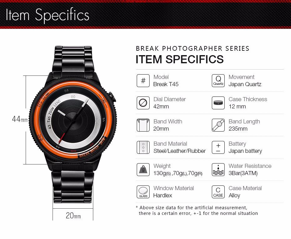 Break Original Luxury Quartz Camera Lens Watch