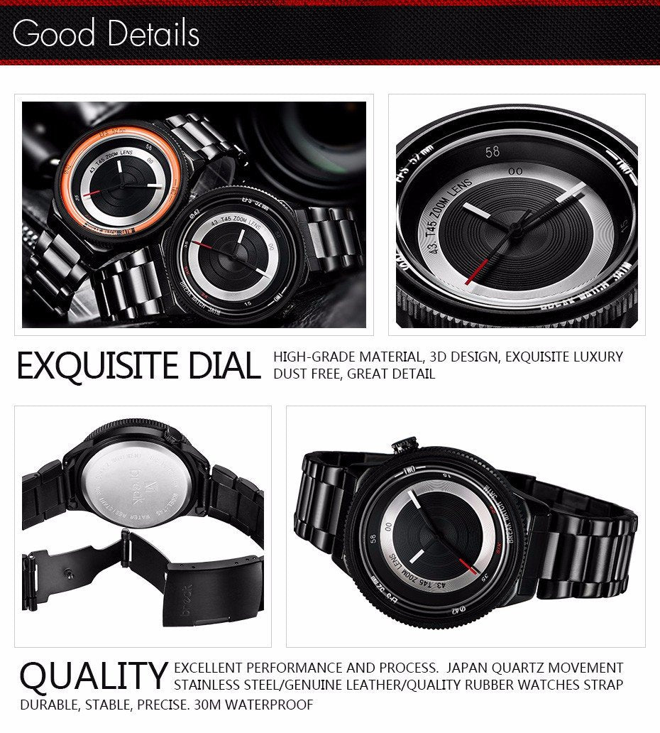 Break Original Luxury Quartz Camera Lens Watch