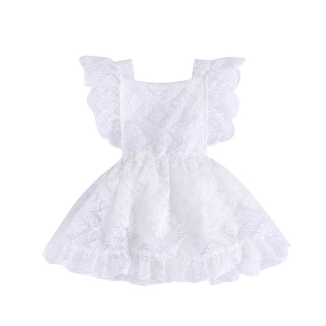 White Lace Ruffle Dress