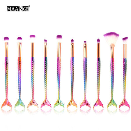 10pc Mermaid Makeup Brush Set