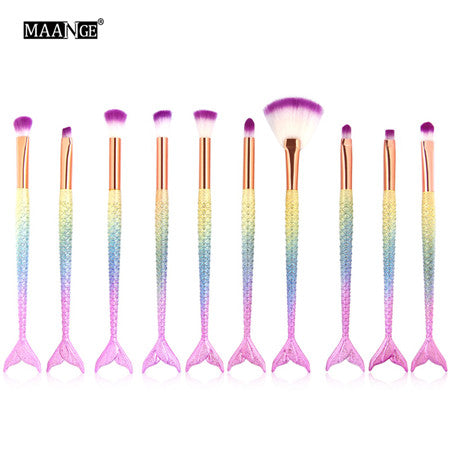 10pc Mermaid Makeup Brush Set