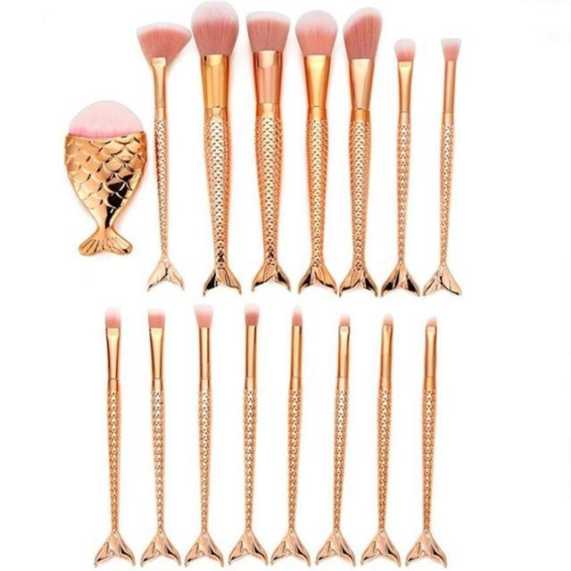 Golden Mermaid Makeup Brushes Set