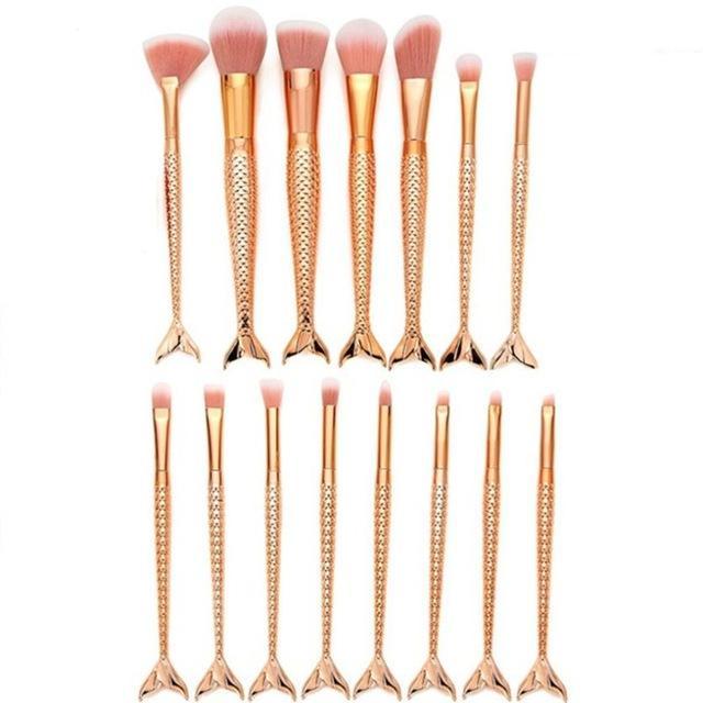 Golden Mermaid Makeup Brushes Set