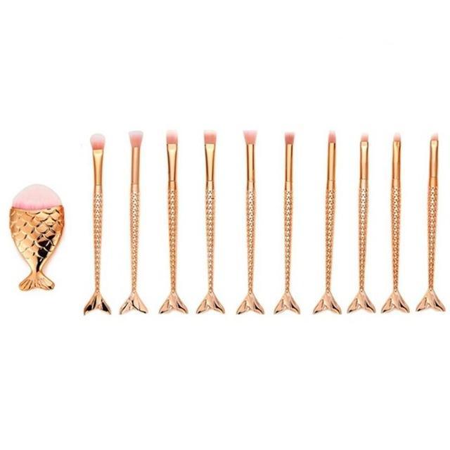 Golden Mermaid Makeup Brushes Set