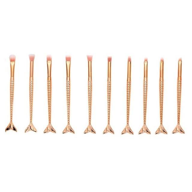 Golden Mermaid Makeup Brushes Set
