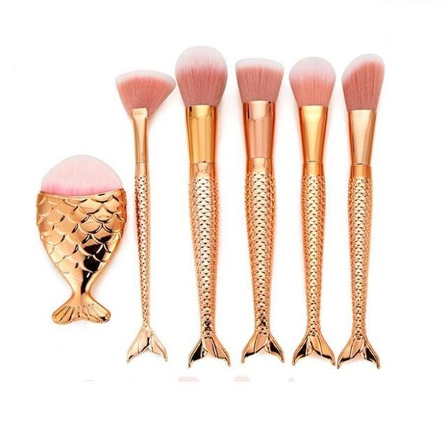 Golden Mermaid Makeup Brushes Set