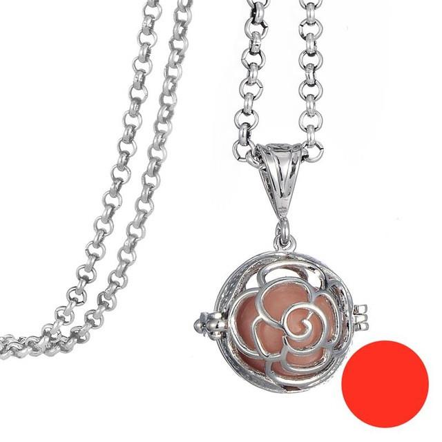 Round Essential Oil Flower Pendant With Glow-In-The-Dark Insert
