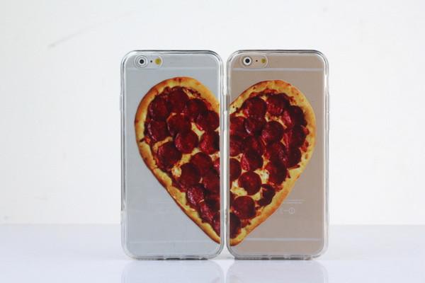 TPU+PC Love Heart Pizza Cover for iPhone 5 6 6plus Pizza Couple Printed Plastic phone Case for iPhone 5  6  6plus