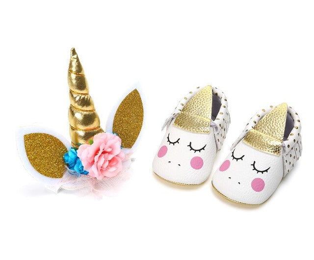 Unicorn Headband & Moccasin Set