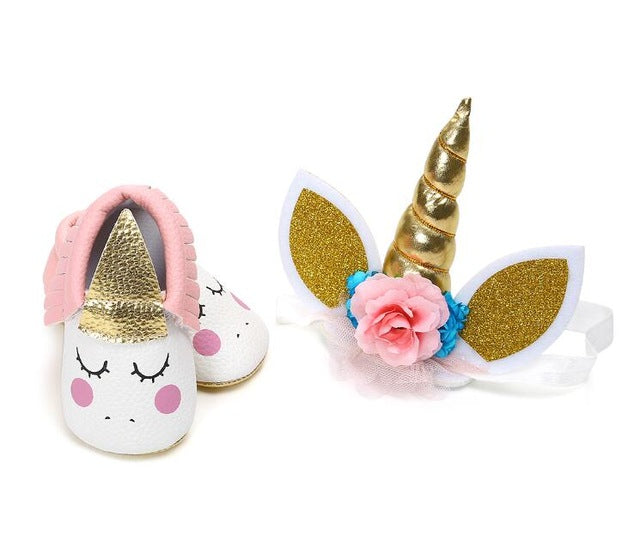 Unicorn Headband & Moccasin Set