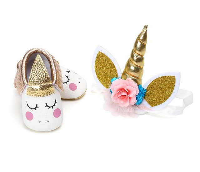 Unicorn Headband & Moccasin Set