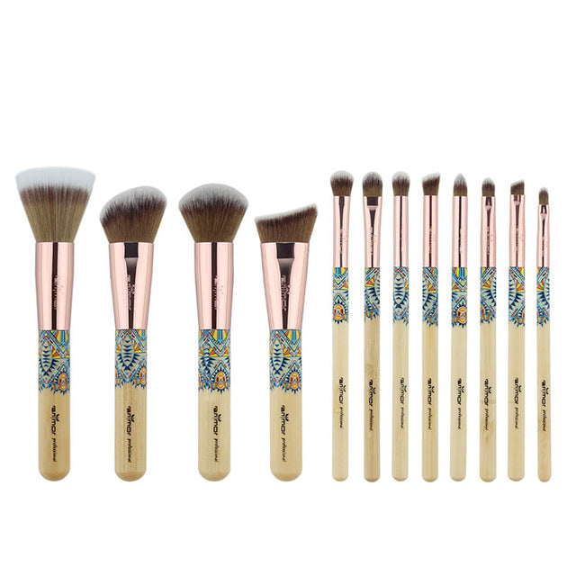 Ranmor 12pc Wood Makeup Brush Set